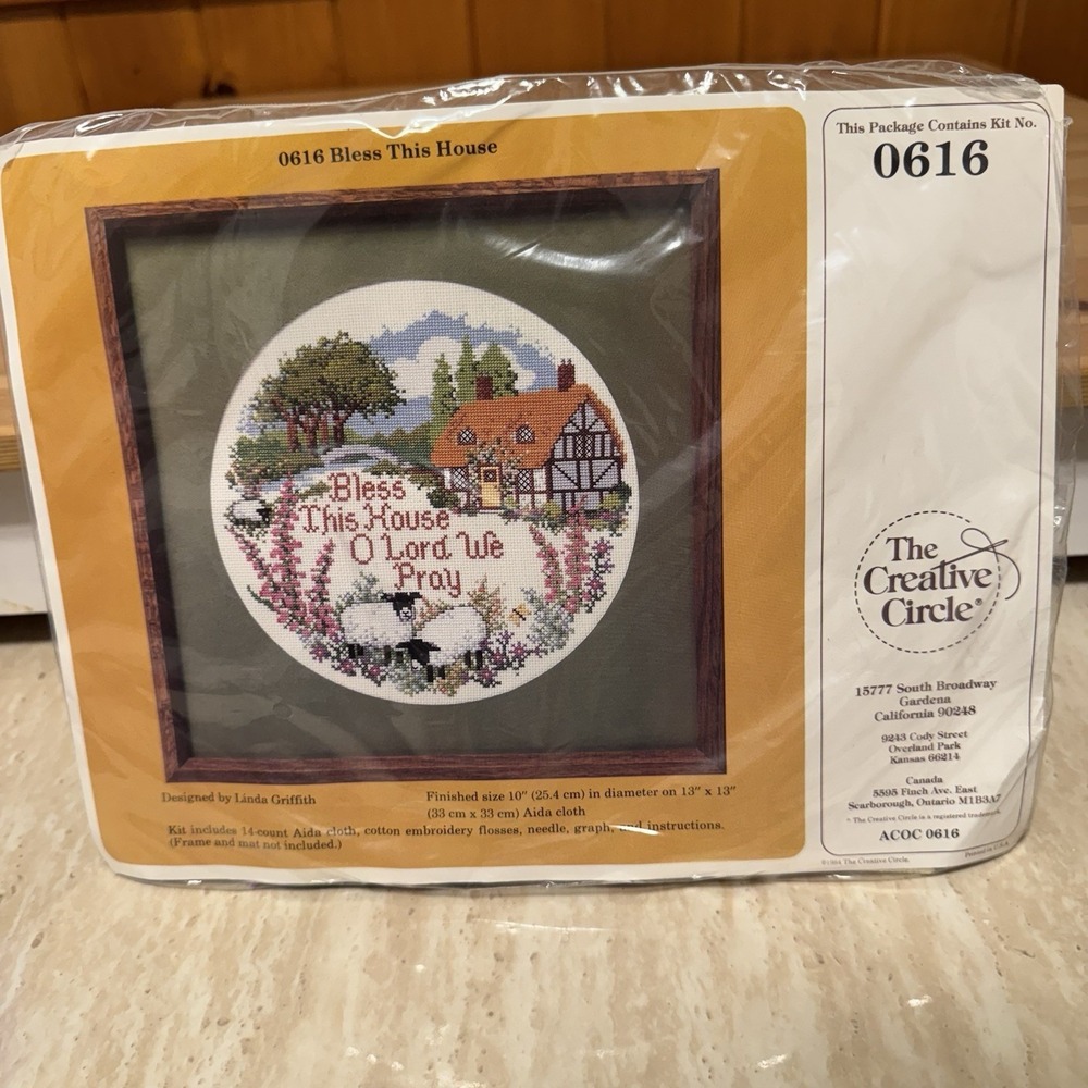 Vintage 1984 The Creative Circle 0616 Bless This House Counted Cross Stitch Kit